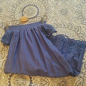 XS Chambray  Adorable blue off shoulder dress